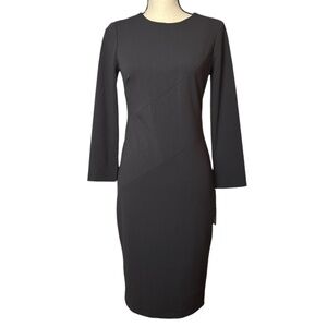 Calvin Klein Womens Fitted Long Sleeve Charcoal Color Party Formal Dress New Sz2